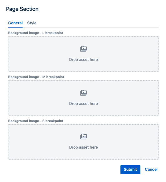 Page section - general properties