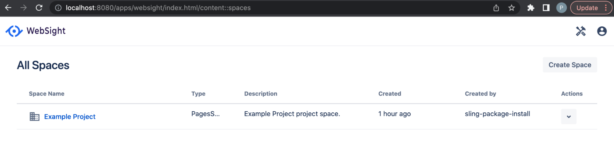 WebSight CMS - Spaces